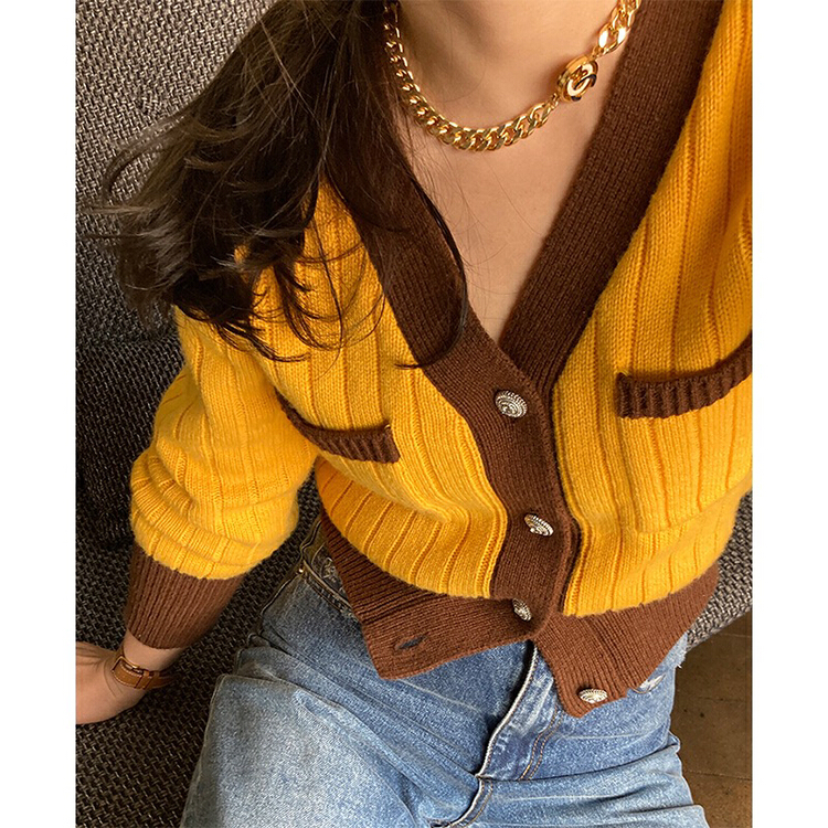 goods in stock! New year in early spring! [aibaoden] Korean versatile breasted knit cardigan 880# cqw