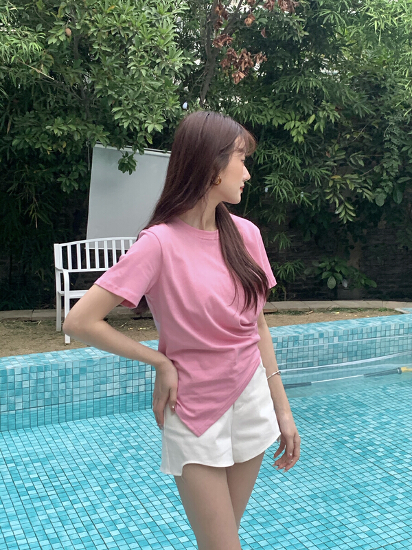 goods in stock! New in early summer! [as] irregular design Pullover short sleeve T-shirt a2138# HBx