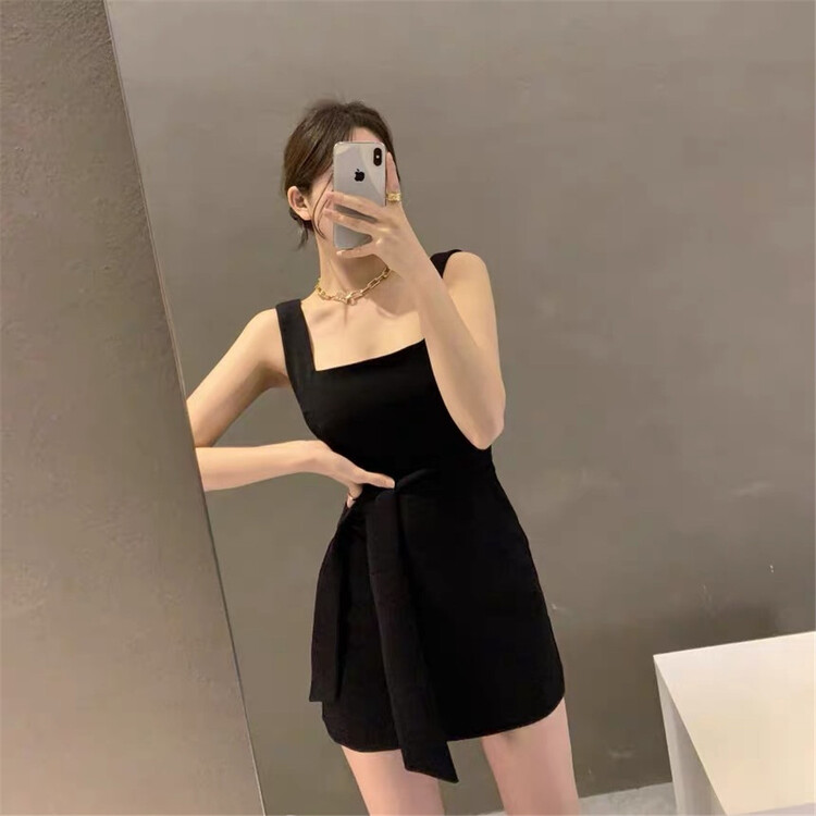 [Linna] Korean side neckline waist strap dress 1539# zxx