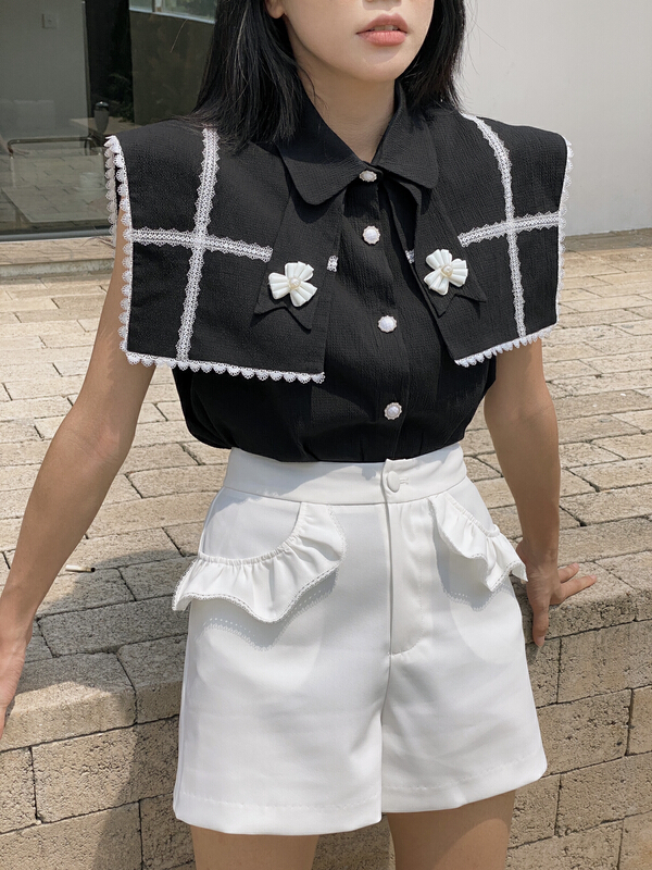 [GL] two small shirts of minority heavy industry fake + high waist thin shorts two suits c3036# JJ