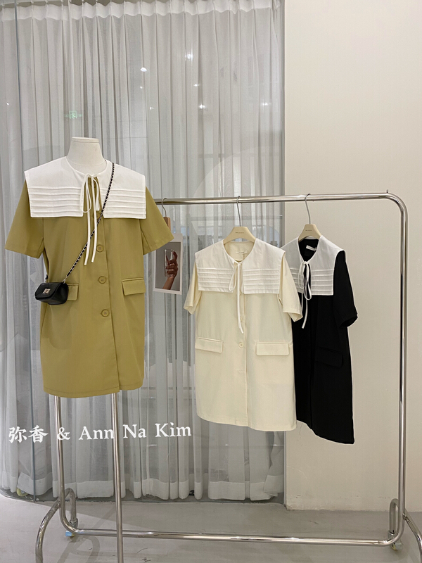 [Mi Xiang] Korean color matching small fragrance dress (detachable with shawl) 5201-1# hjy