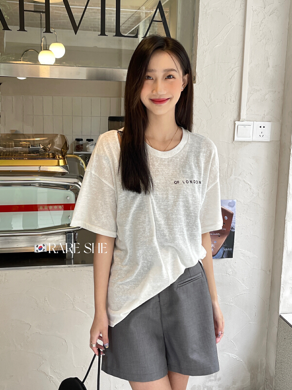 New in early summer! [rare she] fake two piece machine fashion short sleeve T-shirt 5220# LSW