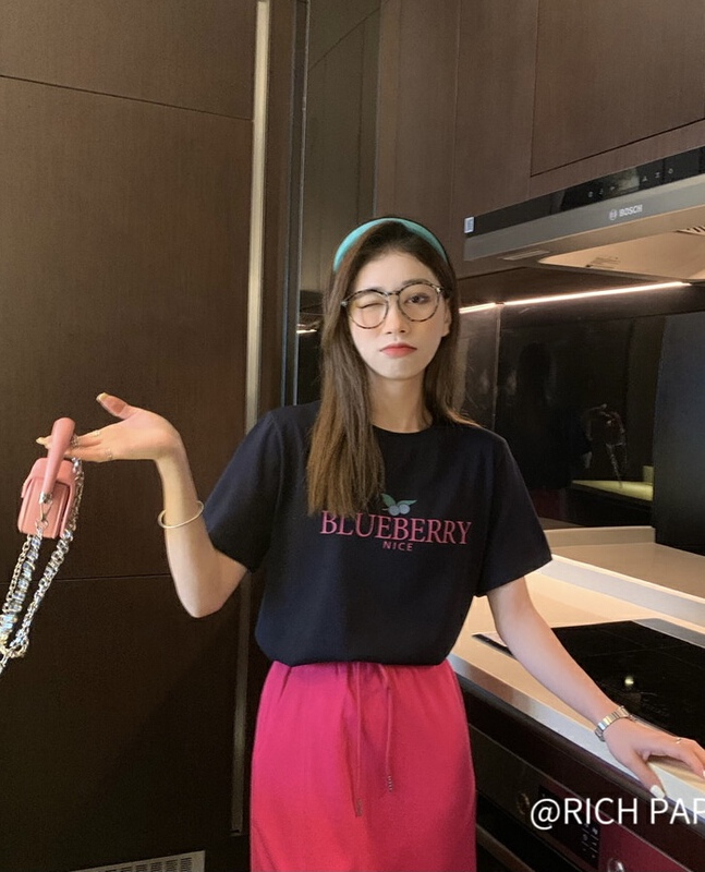 [rich Papa] Korean fashionable letter printed short sleeve T-shirt t269# zxx