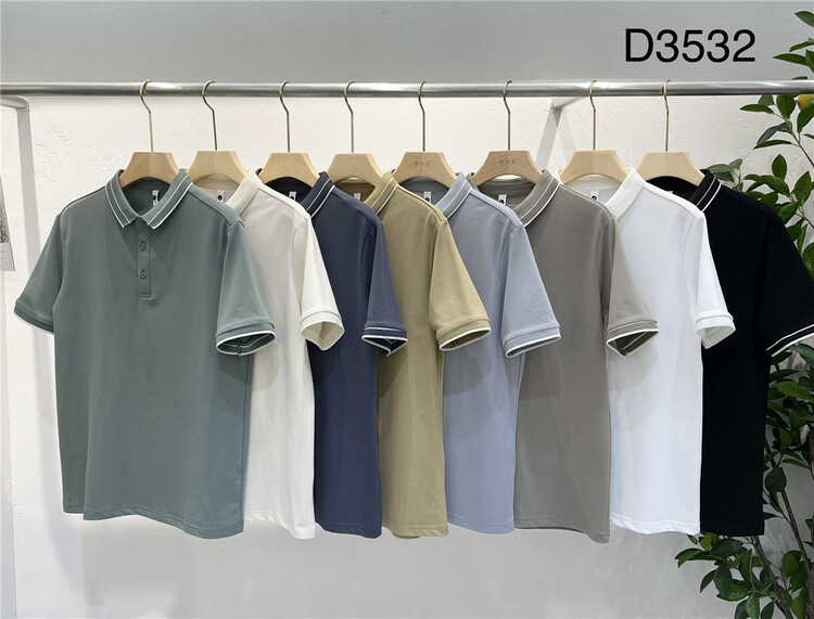 New in early summer! [wild squirrel] simple and versatile color contrast border polo shirt d3532# ZZL