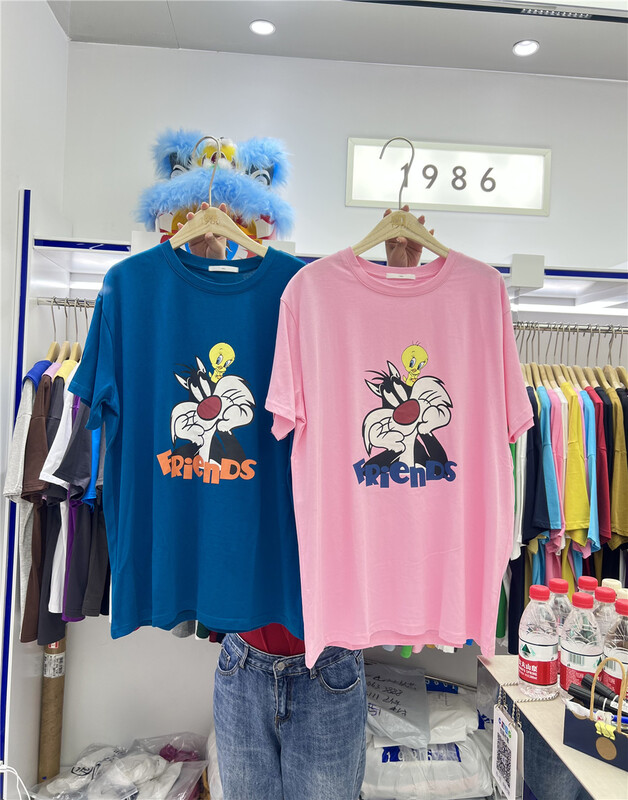 New in early summer! [1986] cartoon print loose Vintage short sleeve T-shirt c736# LSL
