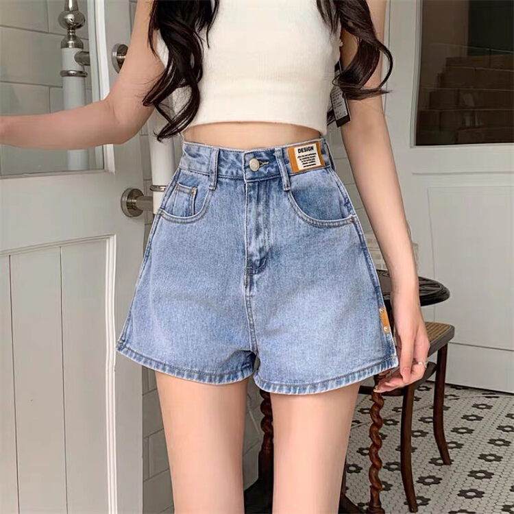 New in early summer! [Jiajia Muli] Korean version high waist label Hot Girl Cowboy SHORTS 8618# L