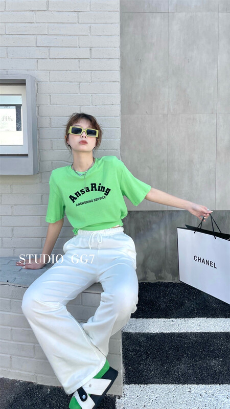[gg7] letter print loose short sleeve T-shirt 3348# WPL