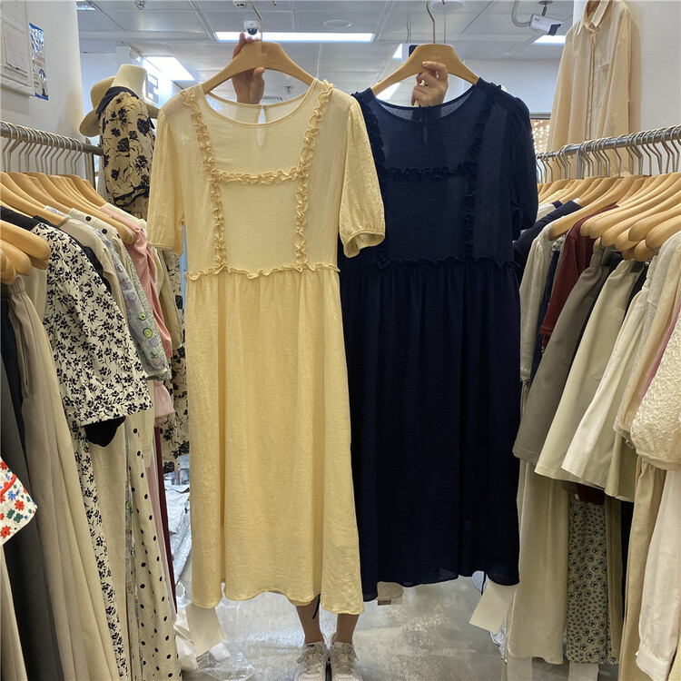 [xhm] round neck lady dress 2037# zjy