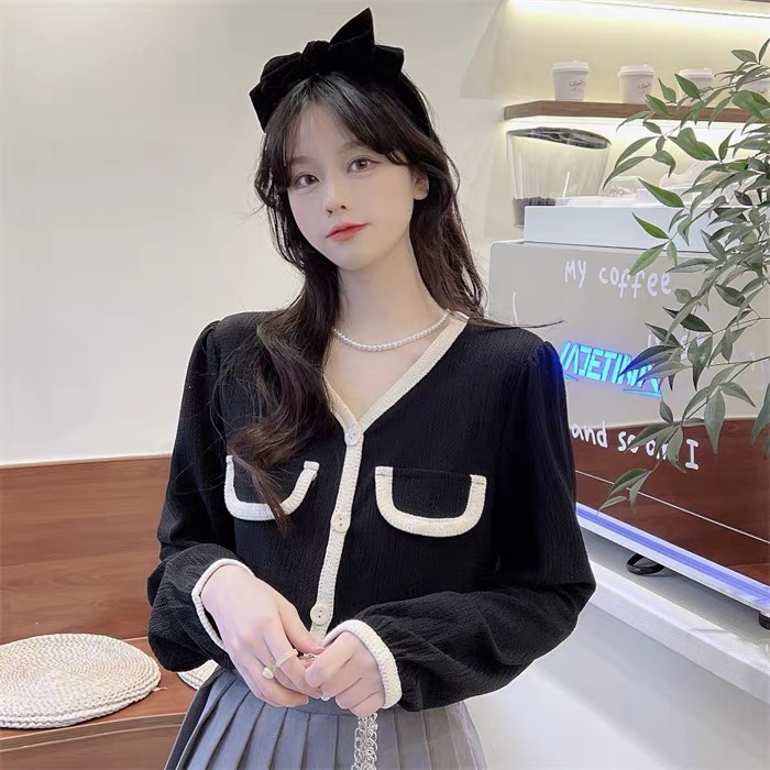 New year in early spring! [Hello] Hanban waffle fabric xiaoxiangfeng blouse y6227# lwy