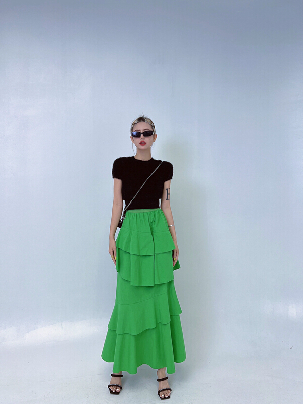 [dtwo] irregular cut slim loose skirt 2129525# zxl