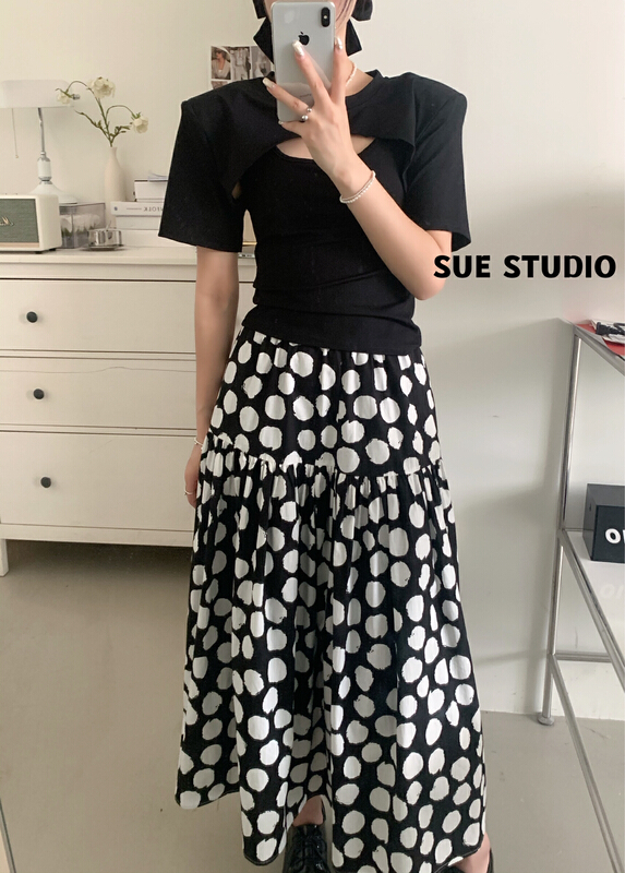 [Sue studio] Korean style big wave point skirt skirt skirt n99977# ZSY