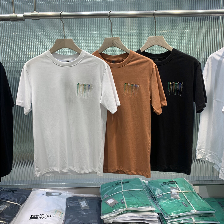 New in early summer! [1974] crew neck embroidered lettered short sleeve T-shirt a808# ZZL