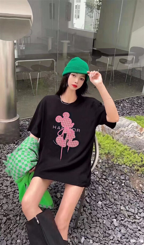 [Yi Ge Li] personalized simple cartoon embroidery loose short sleeve T-shirt 1031# WPL