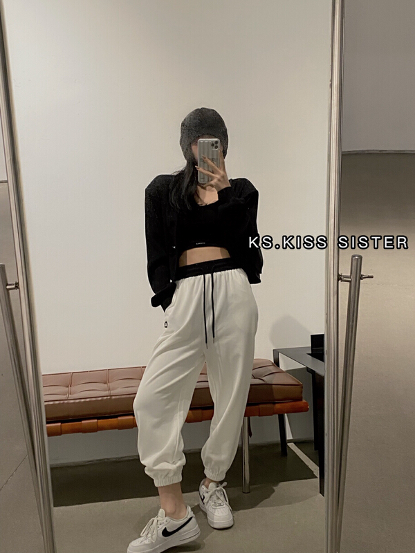 goods in stock! New year in early spring! [KS] waist color stripe stitched casual pants (with waist rope) 22032# ozq