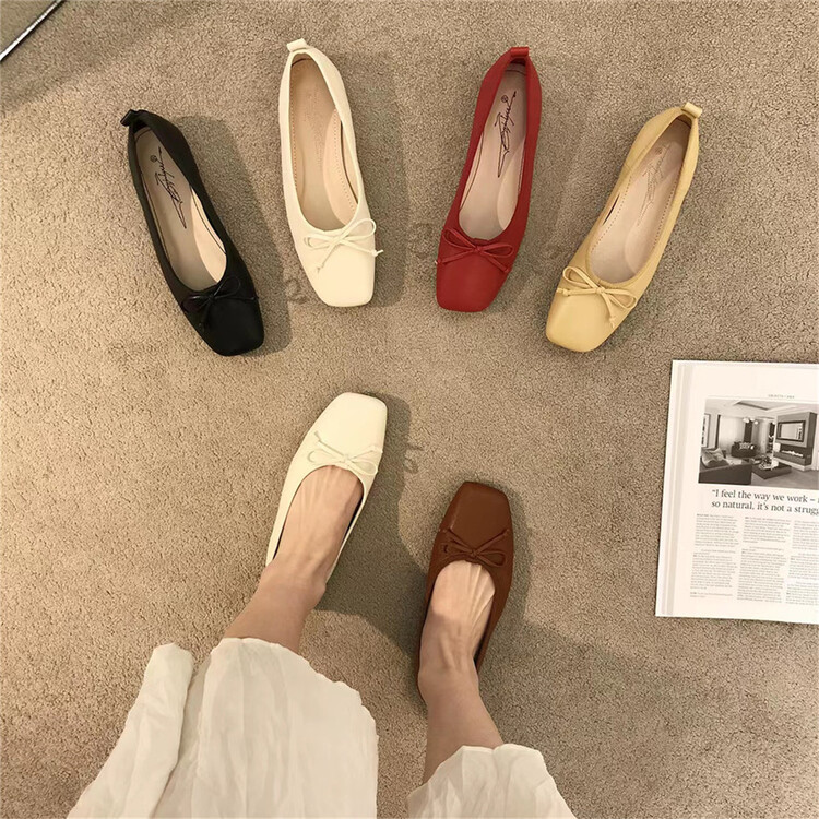 [DS. Gift] Korean flat bottom bow, gentle wind, low flat heel shoes 5299# LSL