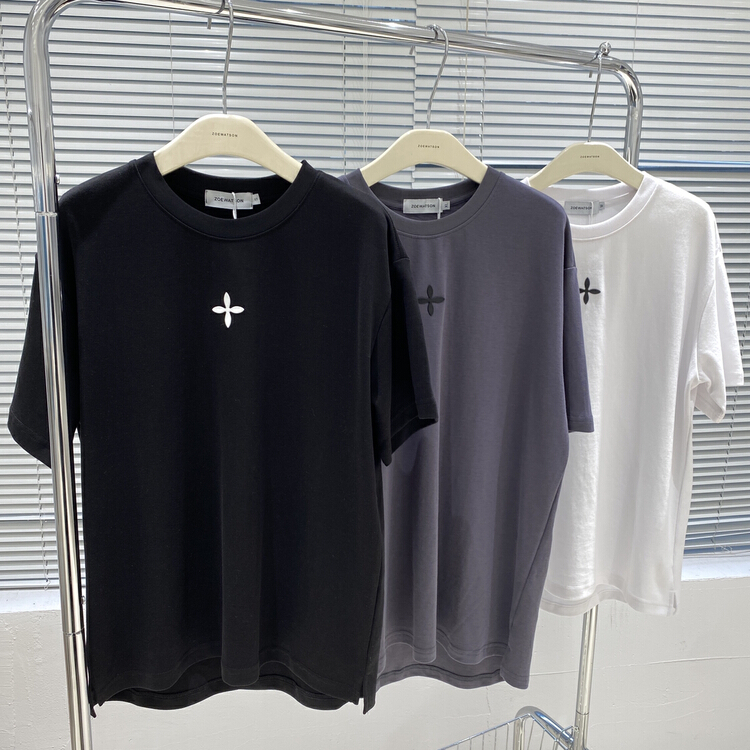 New in early summer! [z.w] clover leather label simple short sleeve T-shirt 7097# ZZL