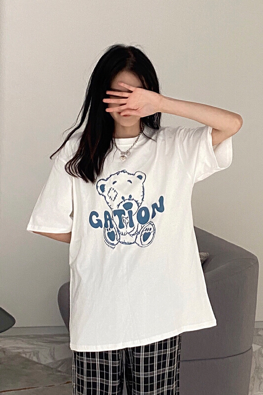 [Dake family] cartoon bear letter short sleeve T-shirt 5136\zsy