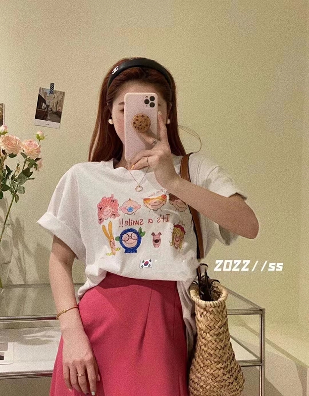 [Irene] personalized print loose short sleeve T-shirt 2267# WTT
