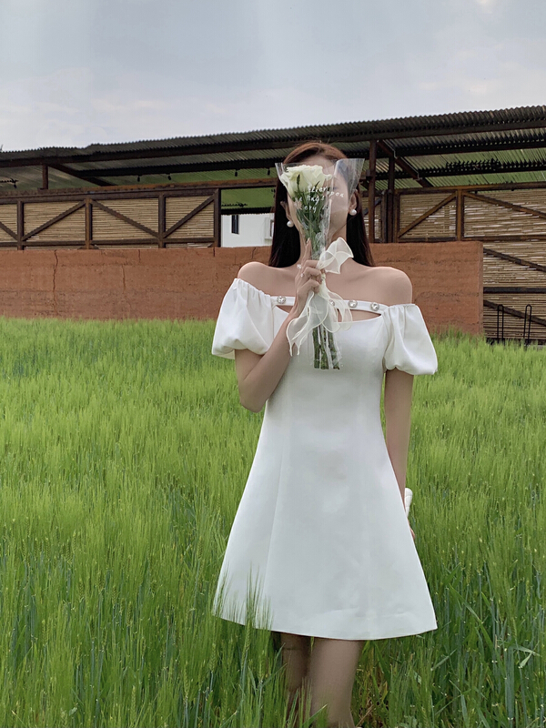 [u Nara] sweet temperament off shoulder skirt dress p81115# WPL