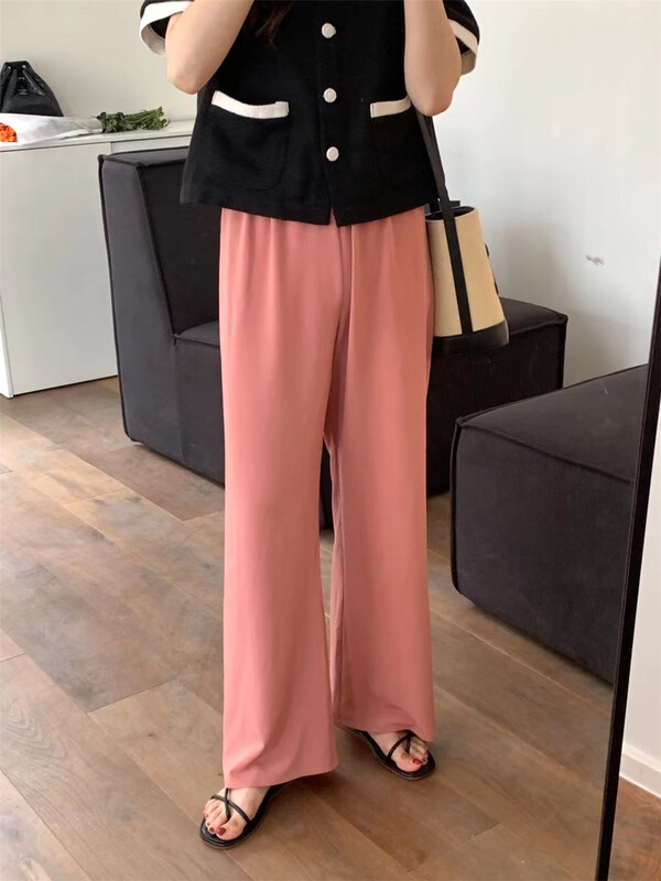 New in early summer! [Sicily] waist shell buckle elastic casual pants 9128# XJ