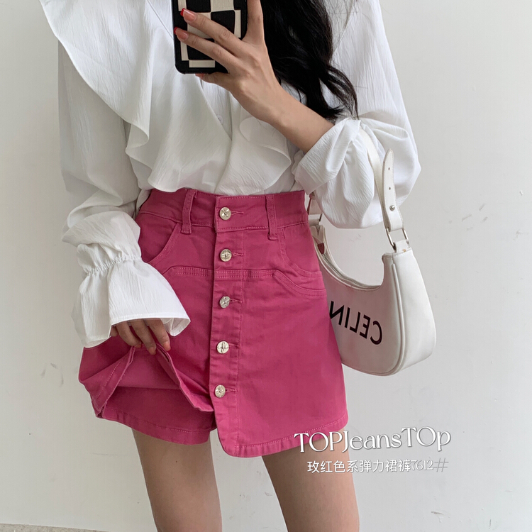 [top] slim skirt pants with breasted design 7612-1# XJ
