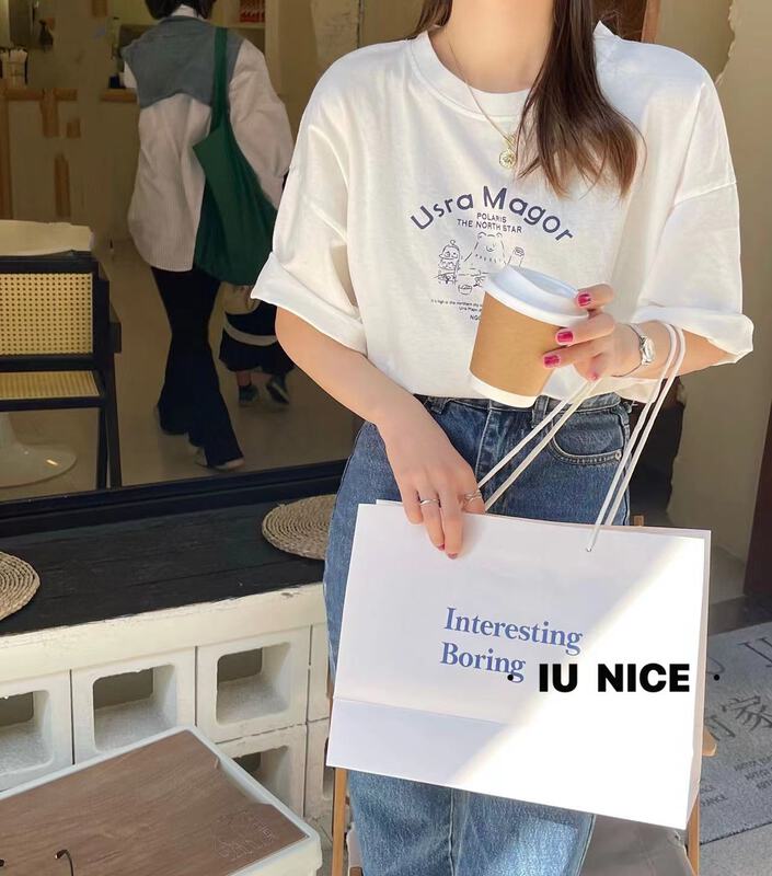 New year in early spring! [IU nice] letter printing fashion round neck short sleeve T-shirt ys1-3001# ll