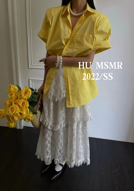 【HU】蕾絲韓版壓褶半身裙  6886#  ZYH