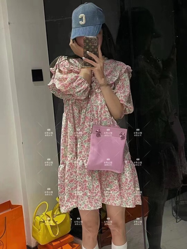 [wht] floral pleated Korean dress (detachable shawl) 4110# WTT