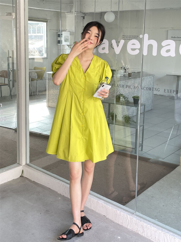 New in early summer! [CLEAN SPACE] Korean Style V-Neck Fashion Dress 31968# CLS