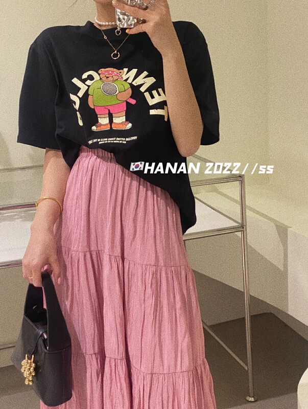 New in early summer! [Hanan] Korean versatile loose large short sleeved T-shirt 6019# LSL