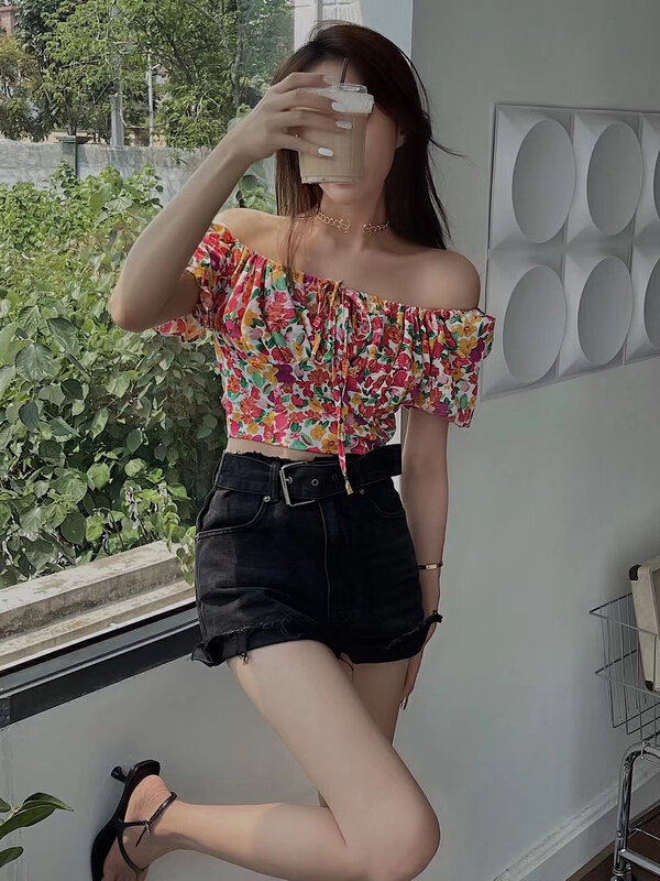 goods in stock! New in early summer! [VT] Vintage square neck Bubble Sleeve Chiffon shirt 8732# ozq