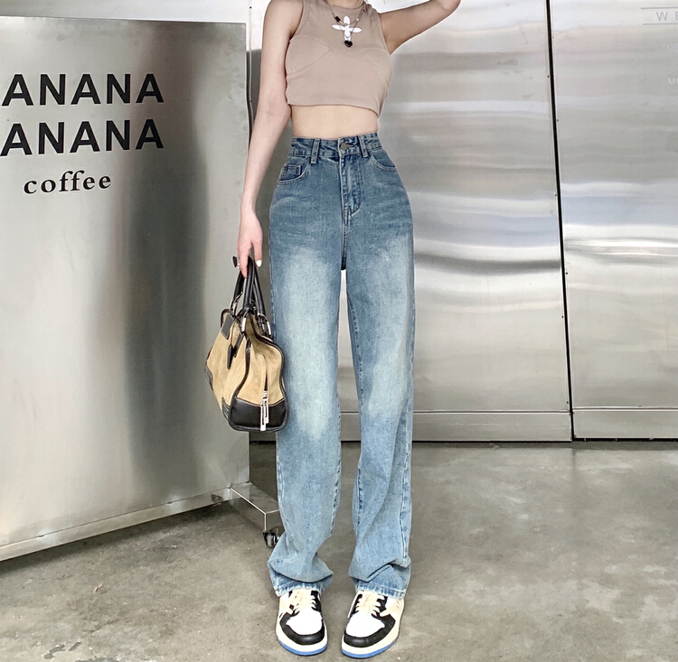 [ten. Ten] Korean version simple and versatile high waist slim jeans 66938# WPL