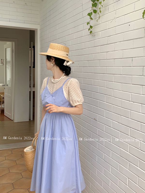 [neeko] Han Shufei's two lace stitched waist closing dress 3561# PCZ