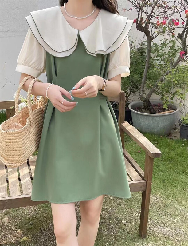 [gusA] French doll neck waist skirt dress 6125# WPL
