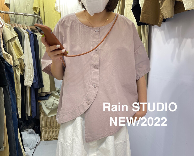 [rain] Korean minimalist big brand loose short sleeve shirt ys1-82037# L
