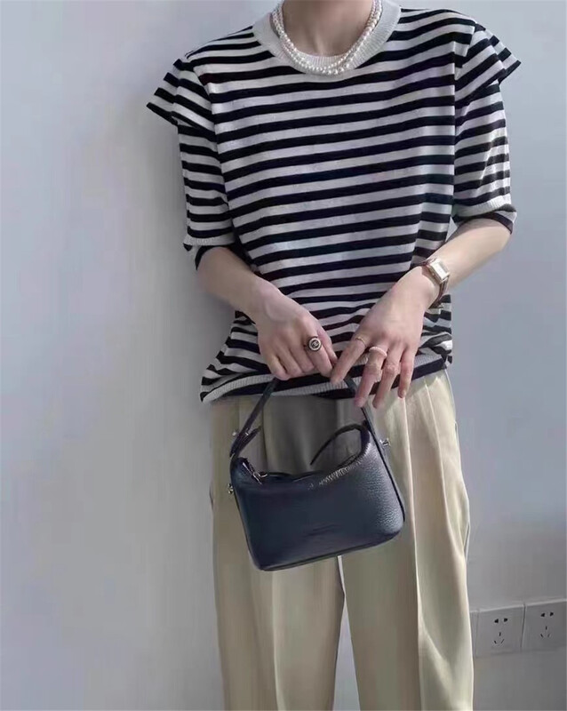 [Ling NOS] Korean striped versatile round neck sweater 590012# CSX