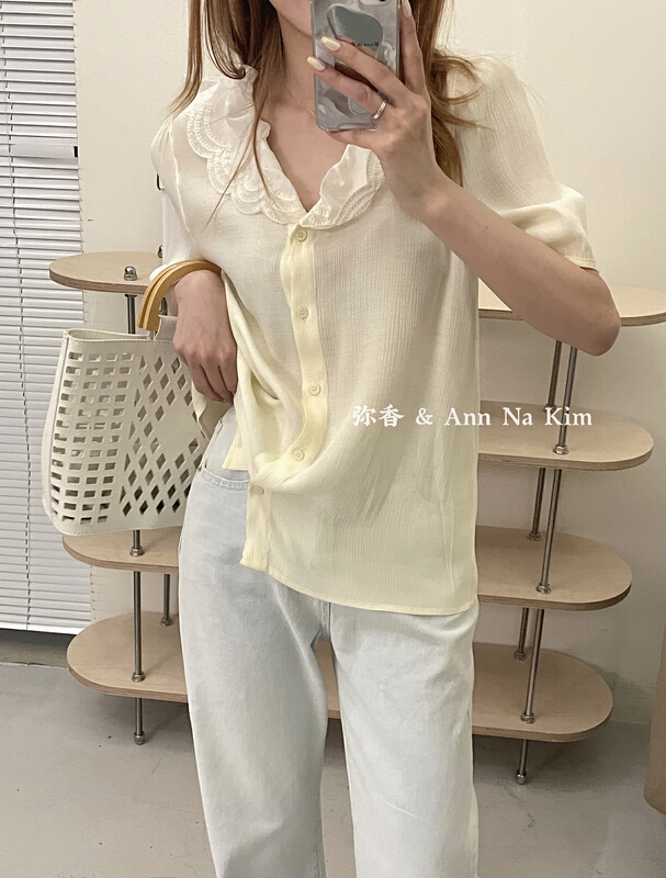 [Mi Xiang] lady's temperament shirt with fungus edge (only shirts) 5172-1# hjy
