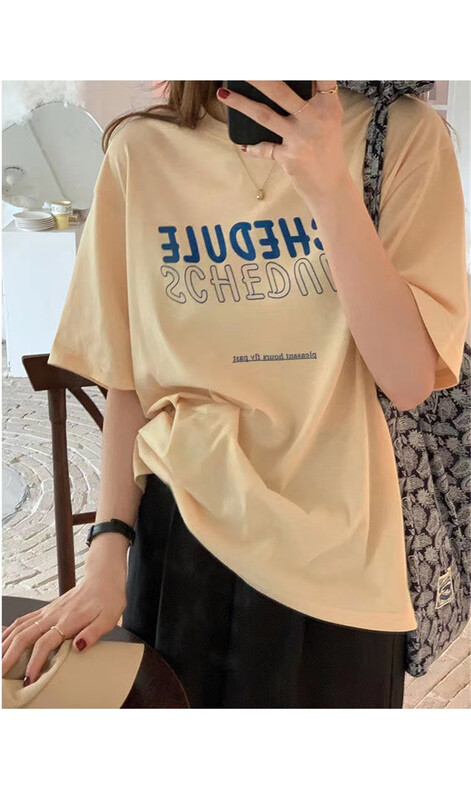 [charming] Korean alphabet print versatile ins short sleeve T-shirt m2015\zjy