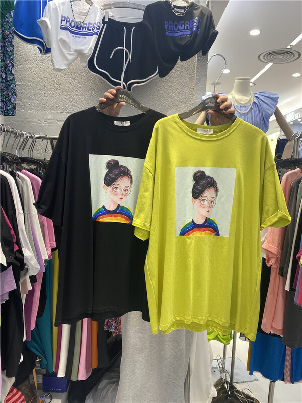 [al] graphic print comfortable crew neck short sleeve T-shirt 6259# lwy
