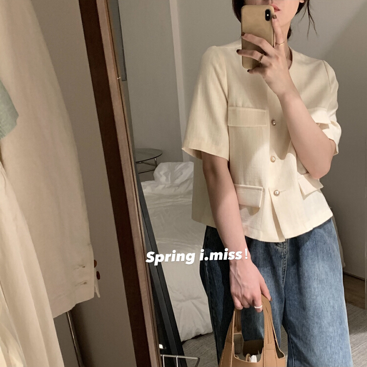 [Imiss] xiaoxiangfeng breasted short sleeved shirt cx6273# LSW