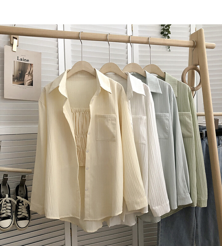 New year in early spring! [Gangan] simple and versatile suspender Vest + single breasted fashion shirt set 308# ll