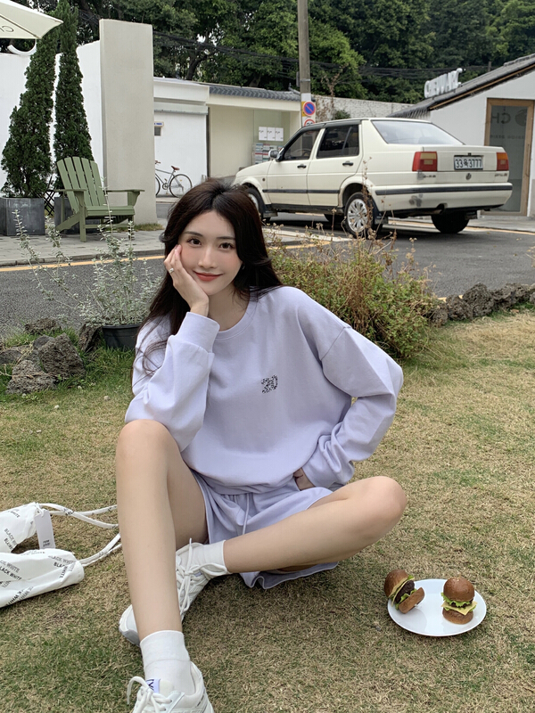 New year in early spring! [run. 7] simple and versatile sweater + Korean casual Shorts Set 21031# XYJ