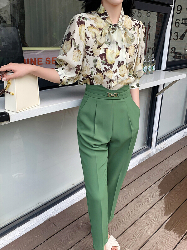 goods in stock! [Hanna Hanna] Vintage bow fashion shirt 8185# XJ