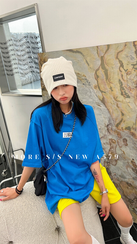 Original price 66.55! New year in early spring! [more] Korean alphabet label short sleeve T-shirt 8858# ozq