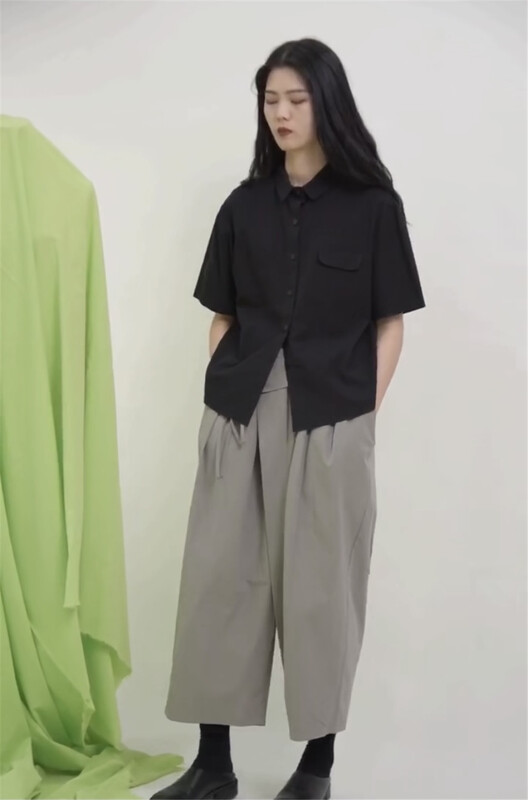 [three and two out] lace up comfortable Korean casual pants 58096# L