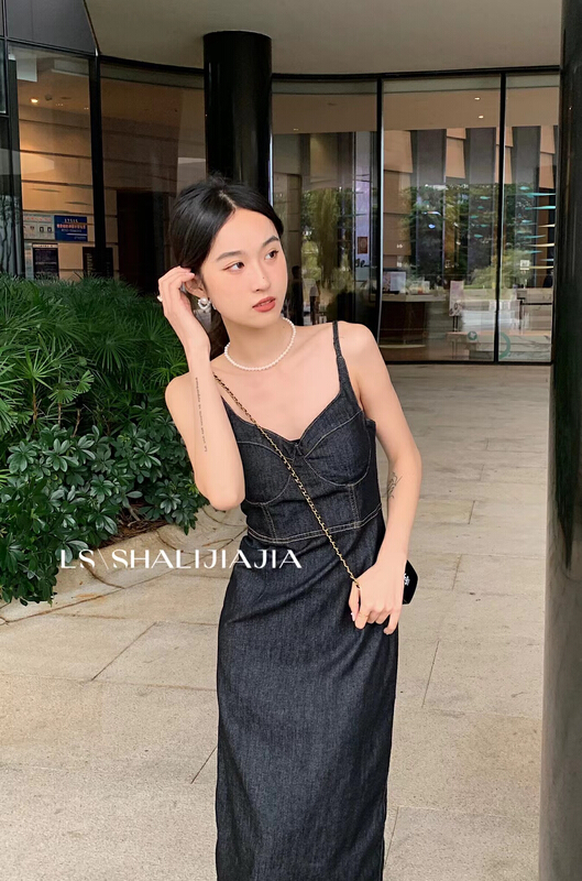 Original price 135.23! [LS] Korean loose denim suspender dress s1022-1# WPL