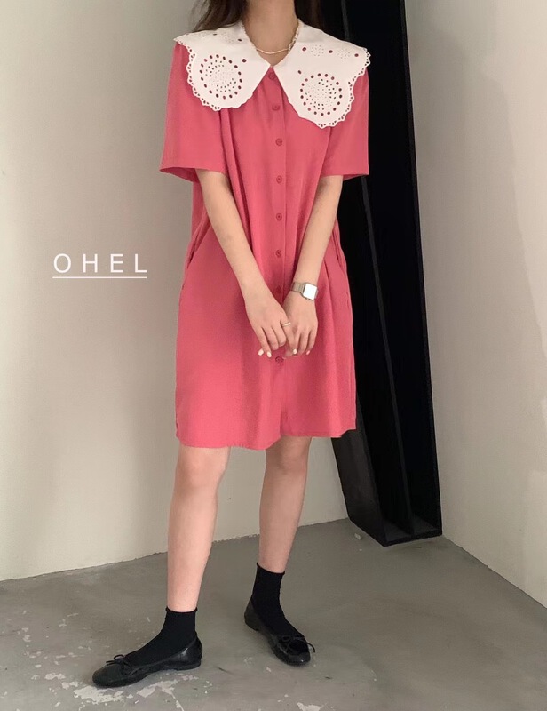 goods in stock! New in early summer! [Ohel] French Style Lace Collar versatile foreign dress 22022-1# CLS
