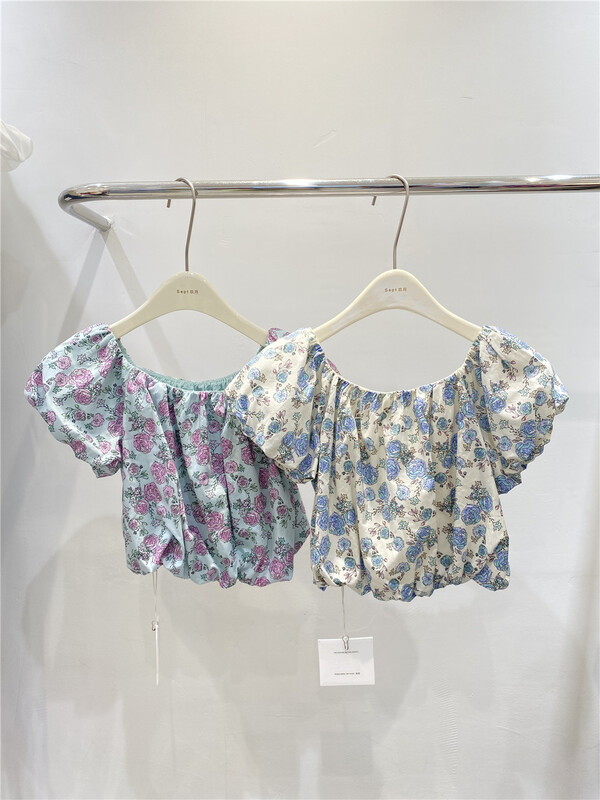 [set] fashion floral versatile blouse 8001-3# zxx