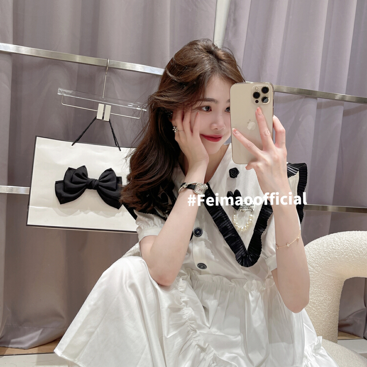 goods in stock! New year in early spring! [Feimao Philippine cat] Korean version big Lapel sweet color matching doll dress ym-9744# LSL