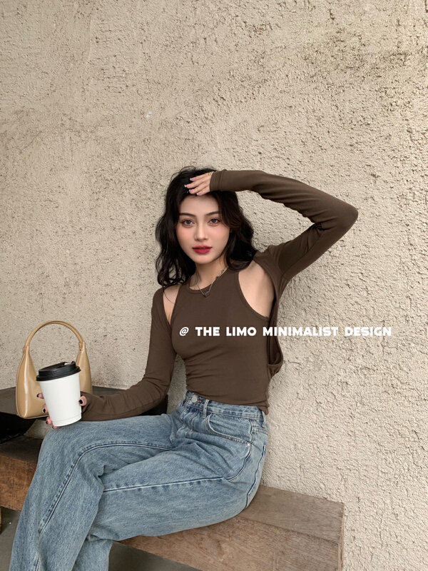New year in early spring! [the limo] hanging neck versatile slim long sleeve T-shirt 6618# XYJ